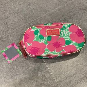 Lilly Pulitzer for Estee Lauder Cosmetic Floral Bag and Mini Mirror